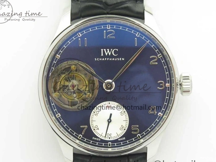 MIROTIME 0227 Seasonal Portuguese Tourbillon IW5463 SS ZF Best Edition Blue Dial on Black Leather Strap 7171